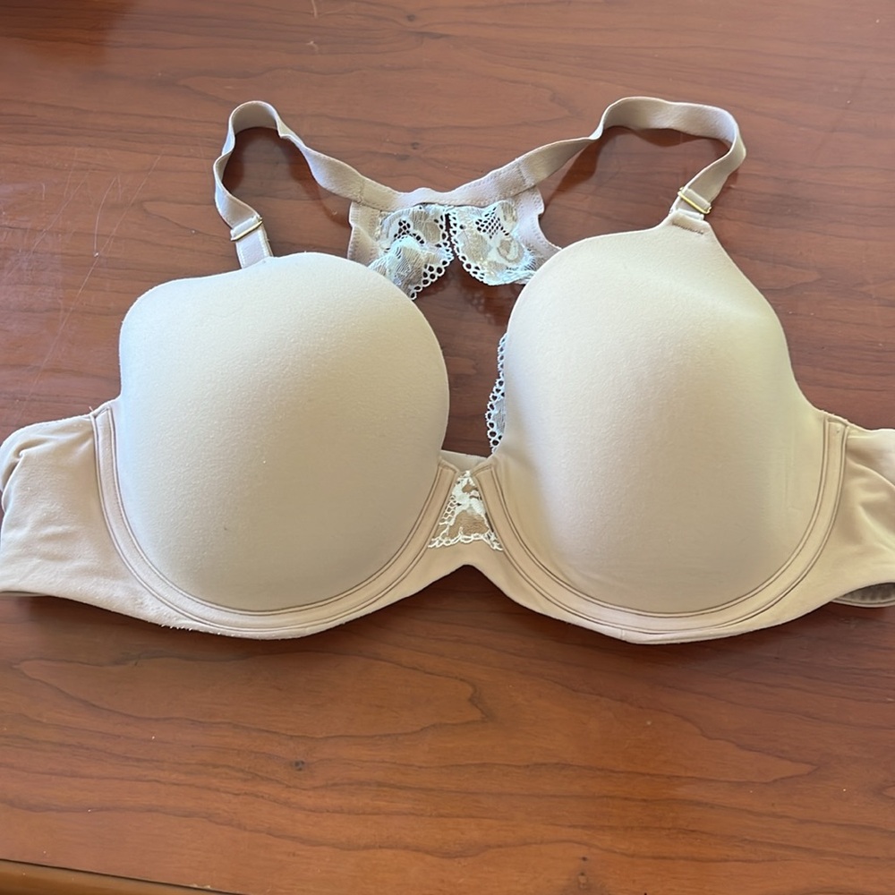 Elegant Lace Racer Back Bra in Tan 40C